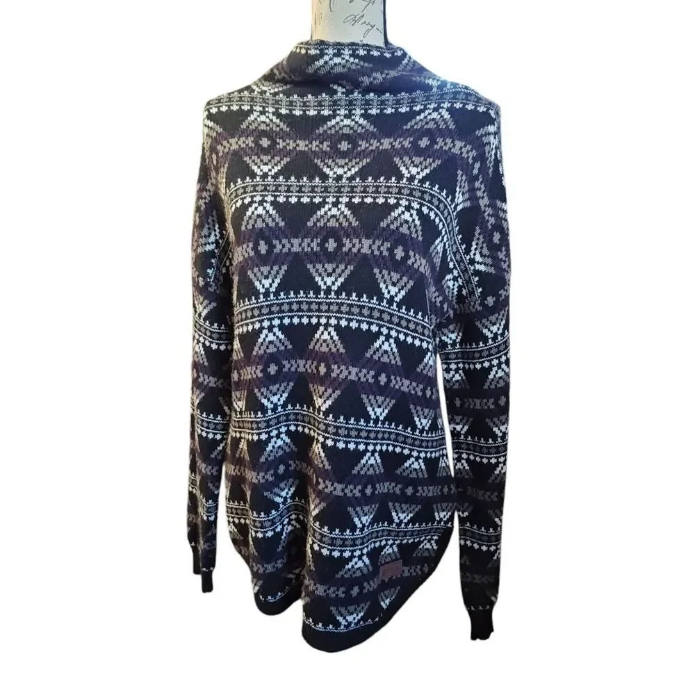 SHERPA Brand High Neck Aztec Sweater Size Medium Merino Alpaca Wool Blend Warm